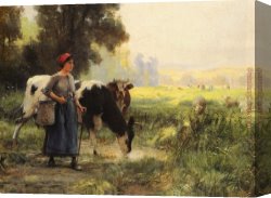 Julien Canvas Paintings - La Vachere by Julien Dupre