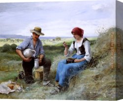 Julien Canvas Paintings - Le Dejeuner de Faneuse by Julien Dupre