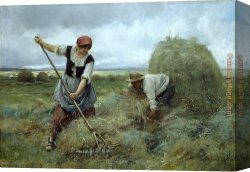 Julien Canvas Paintings - Les Foins by Julien Dupre