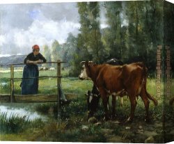 Julien Canvas Paintings - Paturage by Julien Dupre