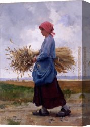 Julien Canvas Paintings - Returning From the Fields by Julien Dupre