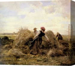 Julien Canvas Paintings - The Harvesters by Julien Dupre