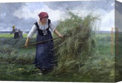 Julien Canvas Paintings - The Wheatfield by Julien Dupre