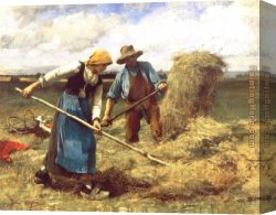 Julien Canvas Paintings - The Wheatfield by Julien Dupre