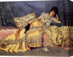 Julius Canvas Paintings - Lady On A Pink Divan by Julius LeBlanc Stewart