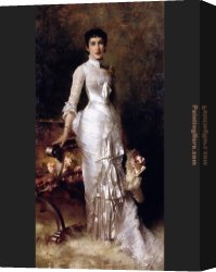 Young Canvas Paintings - Young Beauty In A White Dress by Julius LeBlanc Stewart