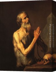 Jusepe Canvas Paintings - Saint Onufri by Jusepe de Ribera