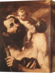 Jusepe Canvas Paintings - St Christopher by Jusepe de Ribera