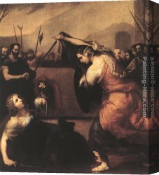Duel Canvas Paintings - The Duel of Isabella de Carazzi and Diambra de Pottinella by Jusepe de Ribera
