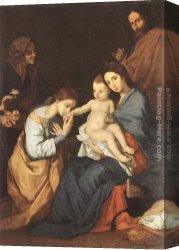 Holy Family Canvas Paintings - The Holy Family with St Catherine by Jusepe de Ribera