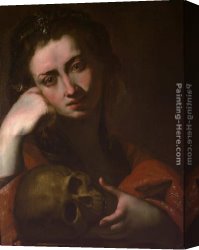 Jusepe Canvas Paintings - The Penitent Magdalen or Vanitas by Jusepe de Ribera