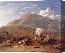 Shepherd Canvas Paintings - Young Shepherd by Karel Dujardin