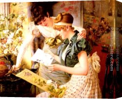 Junge Frau Mit Strohhut Als Verk Canvas Paintings - Prinzessin Elvira Von Bayern Mit Freundin by Karl Gampenrieder