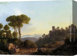 Classical Canvas Paintings - A Classical Landscape by Karoly Marko