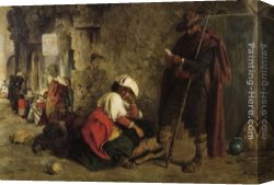 Marcellus Canvas Paintings - Waiting For Hire Scene at The Theatre of Marcellus Rome by Keeley Halswelle