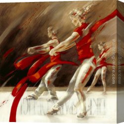 Dancing in The Wind Canvas Paintings - Dancing Ribbons by Kitty Meijering