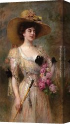 October Stroll Canvas Paintings - In from a Stroll by Konstantin Makovsky