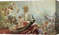 Venus And Mars Canvas Paintings - The Toilet of Venus by Konstantin Makovsky