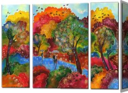 An English River in Autumn Canvas Paintings - Autumn Wind by landscape