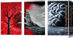 Highland Cattle Grazing by a Mountain Stream Canvas Paintings - Mountain Dawn by landscape