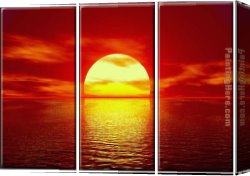 Red Circles II Canvas Paintings - Red Sunset by landscape