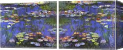 Water-mill Canvas Paintings - Water Lilies set by landscape