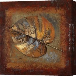 Squares with Concentric Canvas Paintings - Rustic Leaf Square I by Lanie Loreth