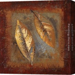 Squares with Concentric Canvas Paintings - Rustic Leaf Square II by Lanie Loreth