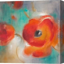 Bloom Canvas Paintings - Scarlet Poppies in Bloom II by Lanie Loreth