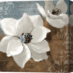 Lanie Loreth Canvas Paintings - White Magnolias I by Lanie Loreth
