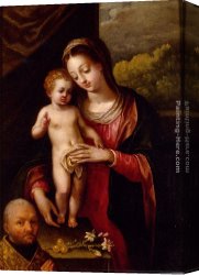 Donors Canvas Paintings - The Madonna And Child With A Donor by Lavinia Fontana