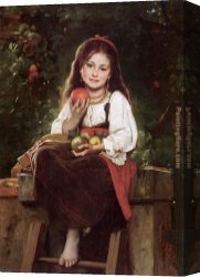 Apple Canvas Paintings - The Apple Picker by Leon Bazile Perrault