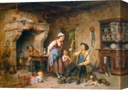 Coming Canvas Paintings - The Huntsman's Home Coming by Leon Caille