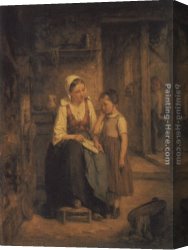 Lessons Canvas Paintings - The Reading Lesson by Leon Caille