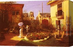 Femme Canvas Paintings - Jeunes Femmes Au Jardin by Leon Joseph Voirin