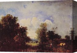 Gingerbread Cottage Canvas Paintings - On the way to the Cottage by Leon Victor Dupre