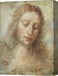 Head Canvas Paintings - Head of Christ by Leonardo da Vinci