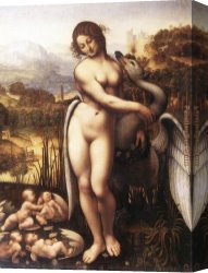 Leda And The Swan Canvas Paintings - Leda and the Swan by Leonardo da Vinci