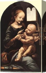 Madonna of St. Jerome Canvas Paintings - Madonna with Flower by Leonardo da Vinci