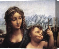 Madonna of St. Jerome Canvas Paintings - Madonna with the Yarnwinder detail by Leonardo da Vinci