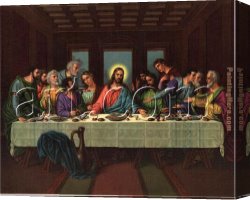 Supper Canvas Paintings - picture of the last supper by Leonardo da Vinci
