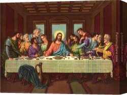 Supper Canvas Paintings - picture of the last supper II by Leonardo da Vinci