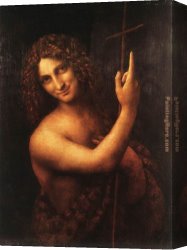 John Canvas Paintings - St John the Baptist by Leonardo da Vinci