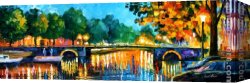 An Early Departure Canvas Paintings - AMSTERDAM - EARLY MORNING by Leonid Afremov
