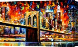 Bridge, Canvas Paintings - BROOKLYN BRIDGE by Leonid Afremov