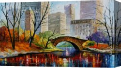 Leonid Afremov Canvas Paintings - CENTRAL PARK NEW YORK by Leonid Afremov