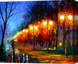 Fall Canvas Paintings - FALL,RAIN, ALLEY by Leonid Afremov