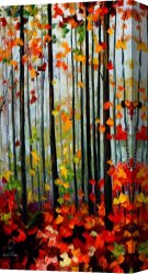 Abbey in an Oak Forest Canvas Paintings - FALLING LEAFS IN THE FOREST by Leonid Afremov