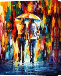 Friends Canvas Paintings - FRIENDS UNDER THE RAIN by Leonid Afremov