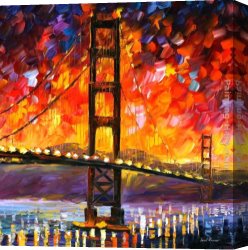 Bonaparte at The Bridge of Arcole Canvas Paintings - GOLDEN GATE BRIDGE by Leonid Afremov